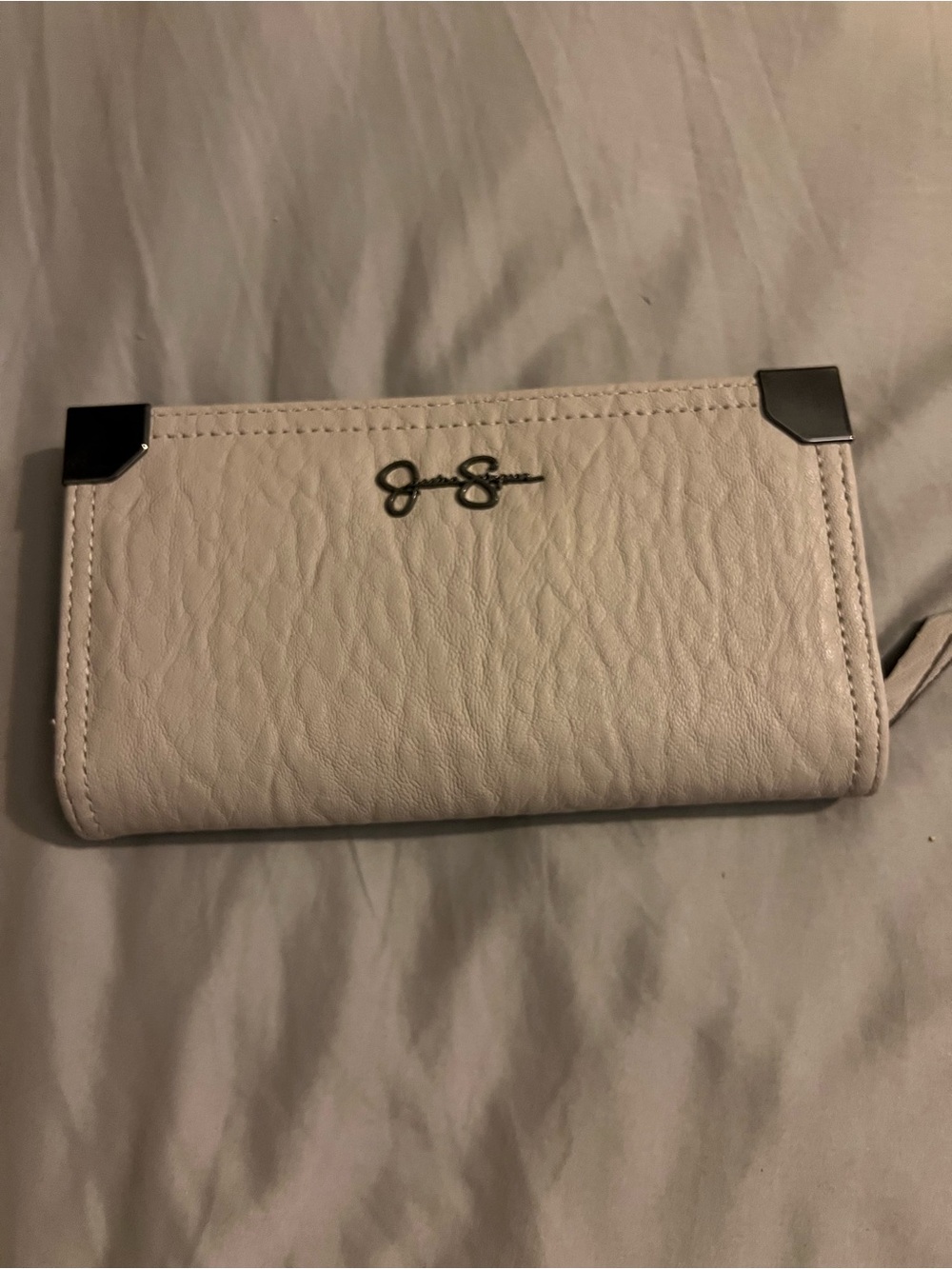Light GrayWomen's Wallet with Metal Corner Accents